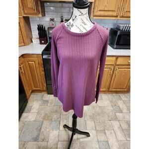Chaser Long Sleeve Waffle Knit Top in Mauve Purple